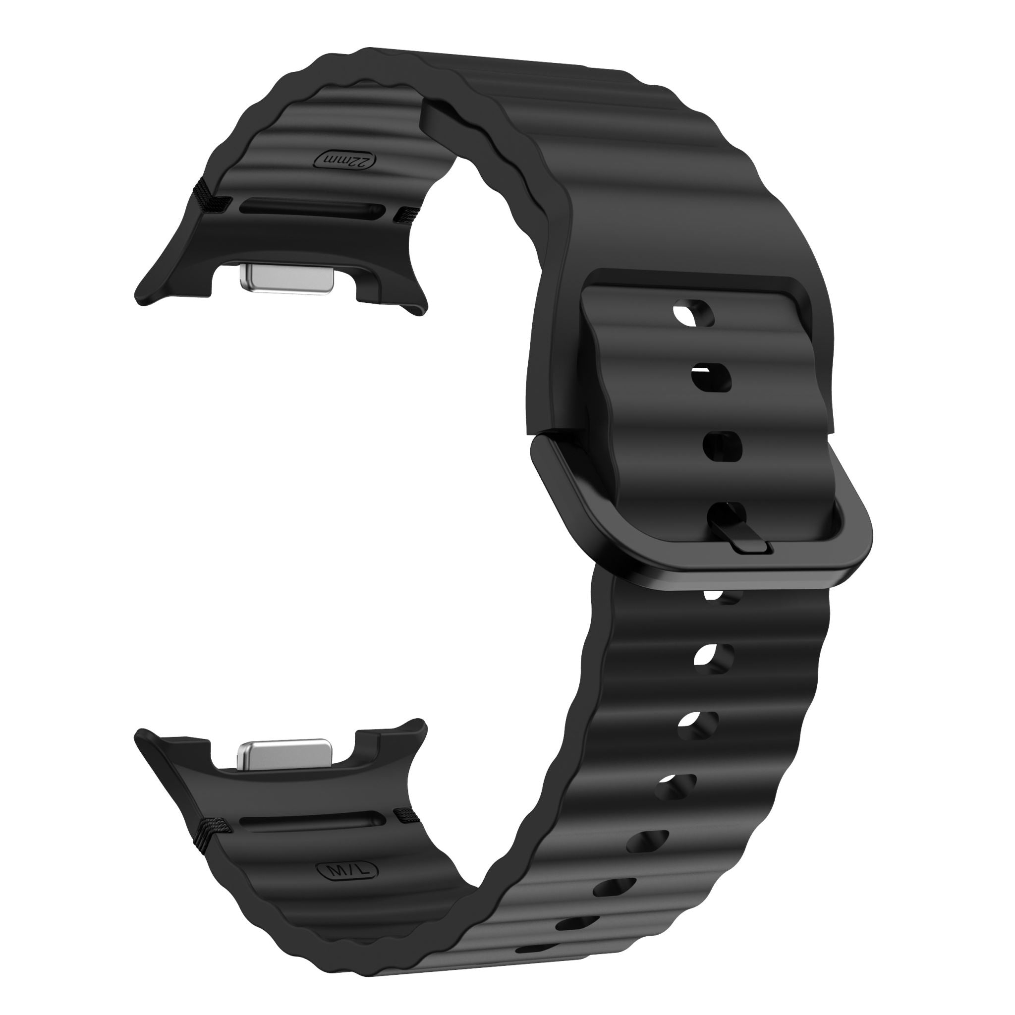 Wave Pattern Stitched Silicone Band for Samsung Galaxy Watch 8 (40 / 44 mm) [Black]