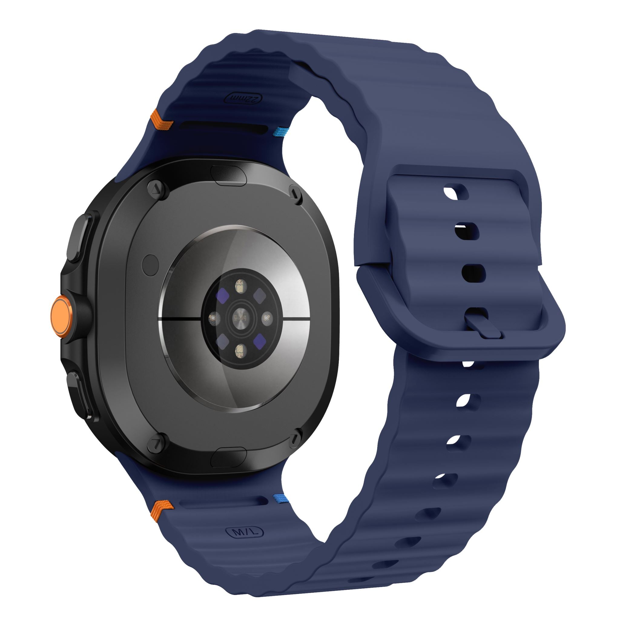 Wave Pattern Stitched Silicone Band for Samsung Galaxy Watch 8 (40 mm / 44 mm) [Navy]