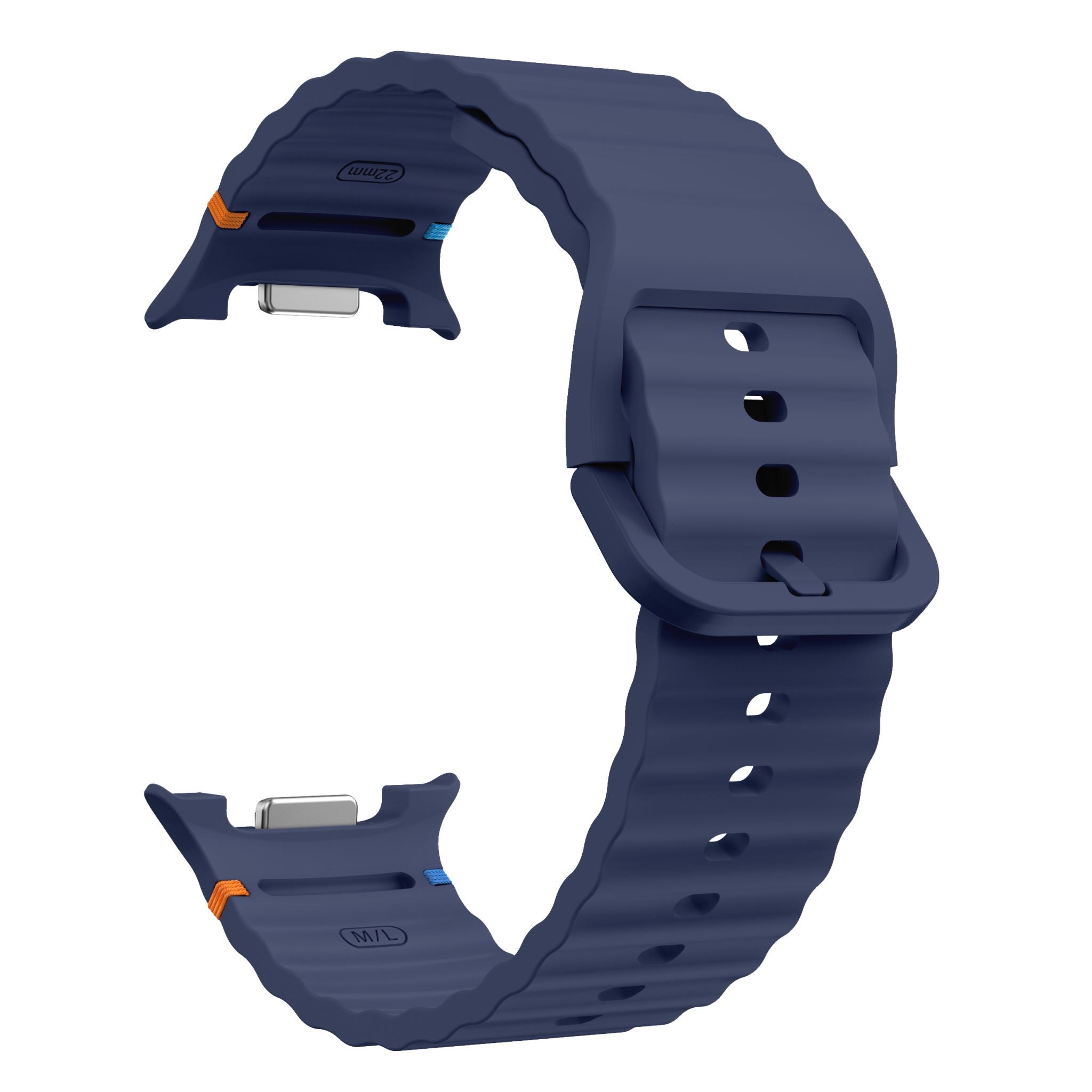 Wave Pattern Stitched Silicone Band for Samsung Galaxy Watch 8 (40 mm / 44 mm) [Navy]
