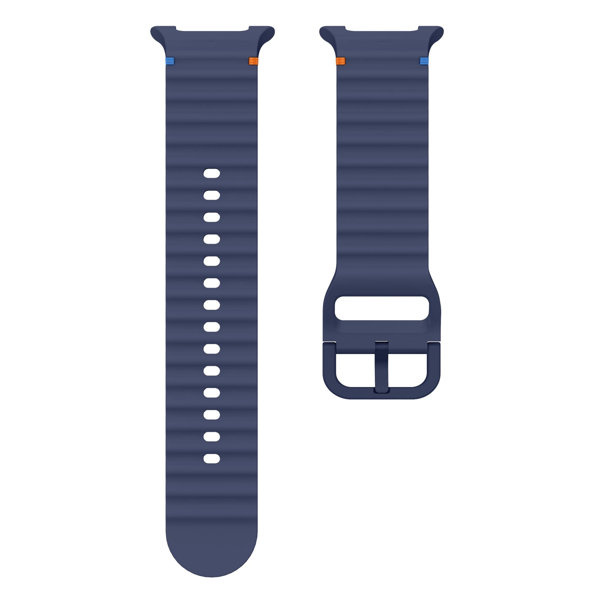 Wave Pattern Stitched Silicone Band for Samsung Galaxy Watch 8 (40 mm / 44 mm) [Navy]