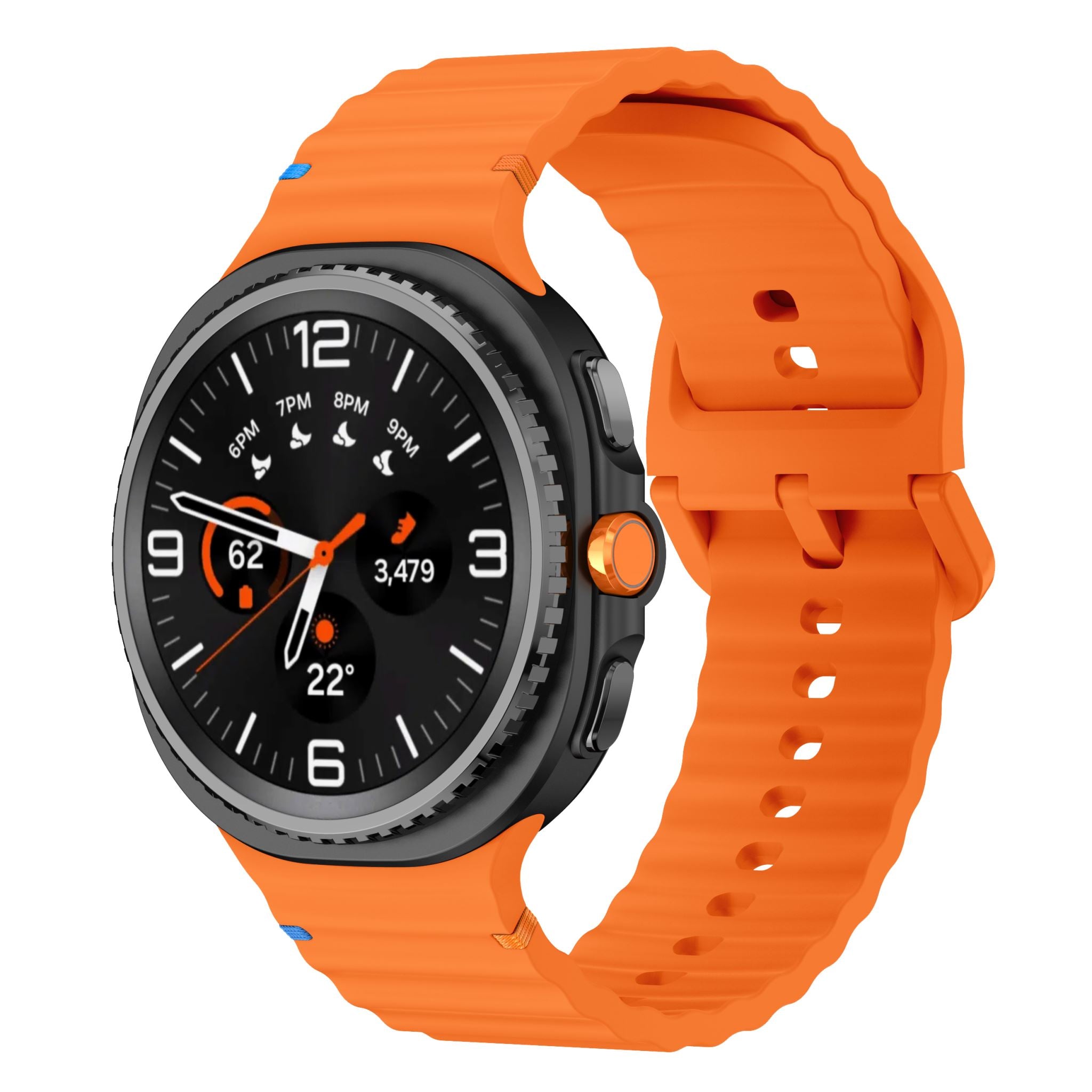 Wave Pattern Stitched Silicone Band for Samsung Galaxy Watch 8 (40 mm / 44 mm) [Orange]