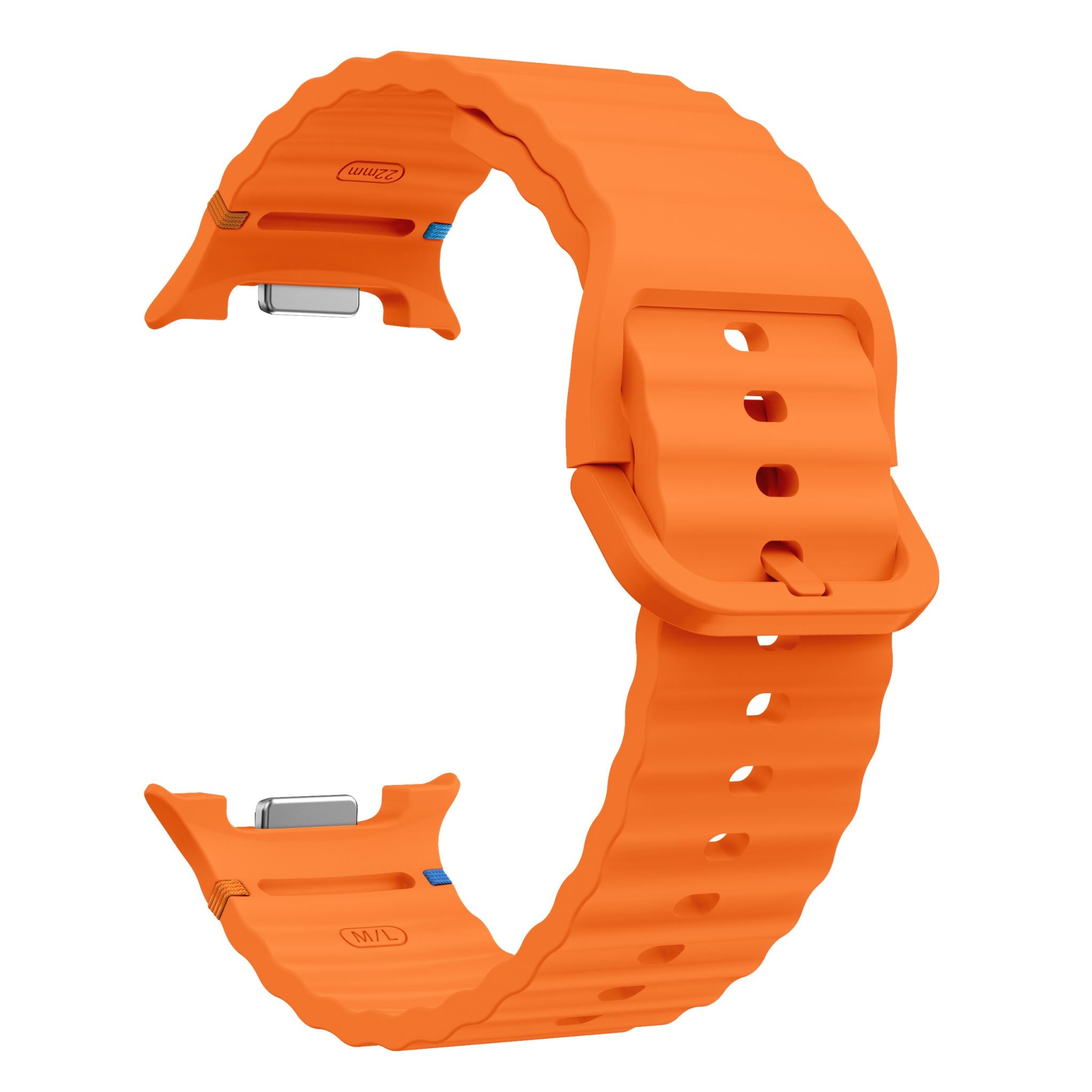 Wave Pattern Stitched Silicone Band for Samsung Galaxy Watch 8 (40 mm / 44 mm) [Orange]