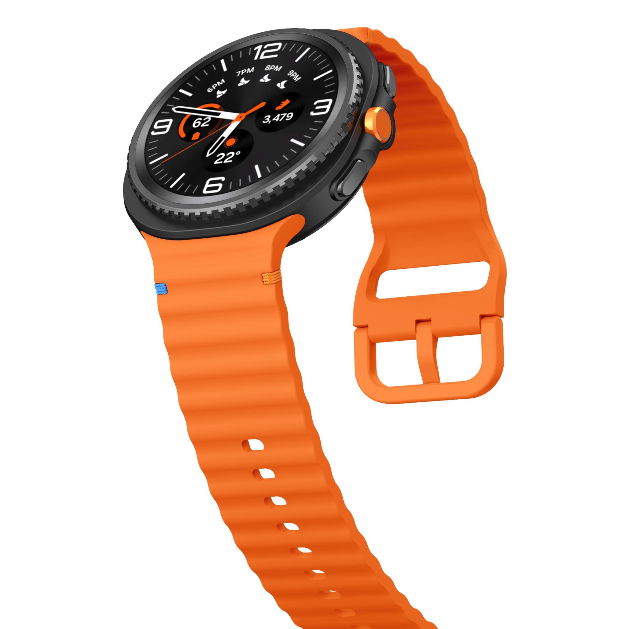 Wave Pattern Stitched Silicone Band for Samsung Galaxy Watch 8 (40 mm / 44 mm) [Orange]