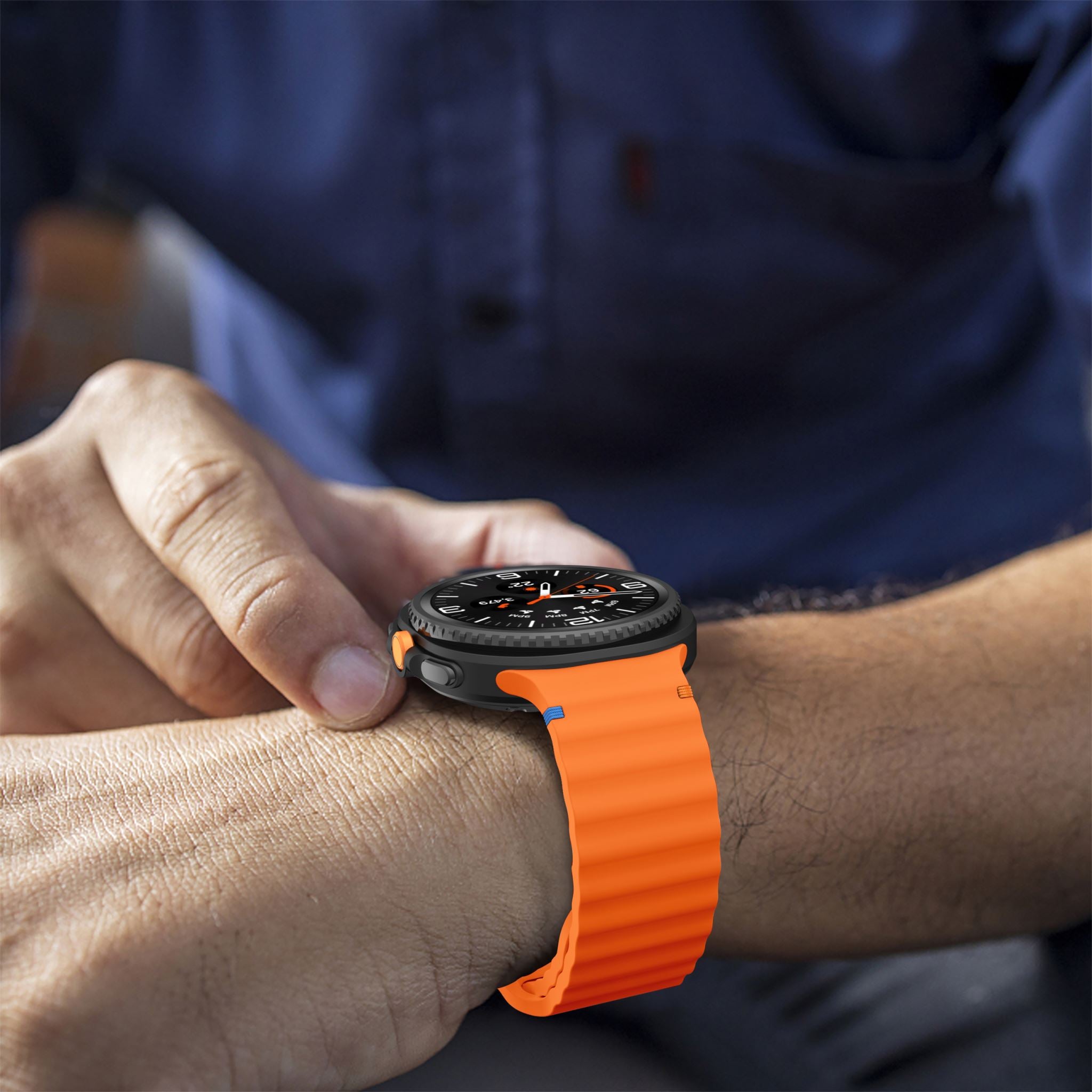 Wave Pattern Stitched Silicone Band for Samsung Galaxy Watch 8 (40 mm / 44 mm) [Orange]