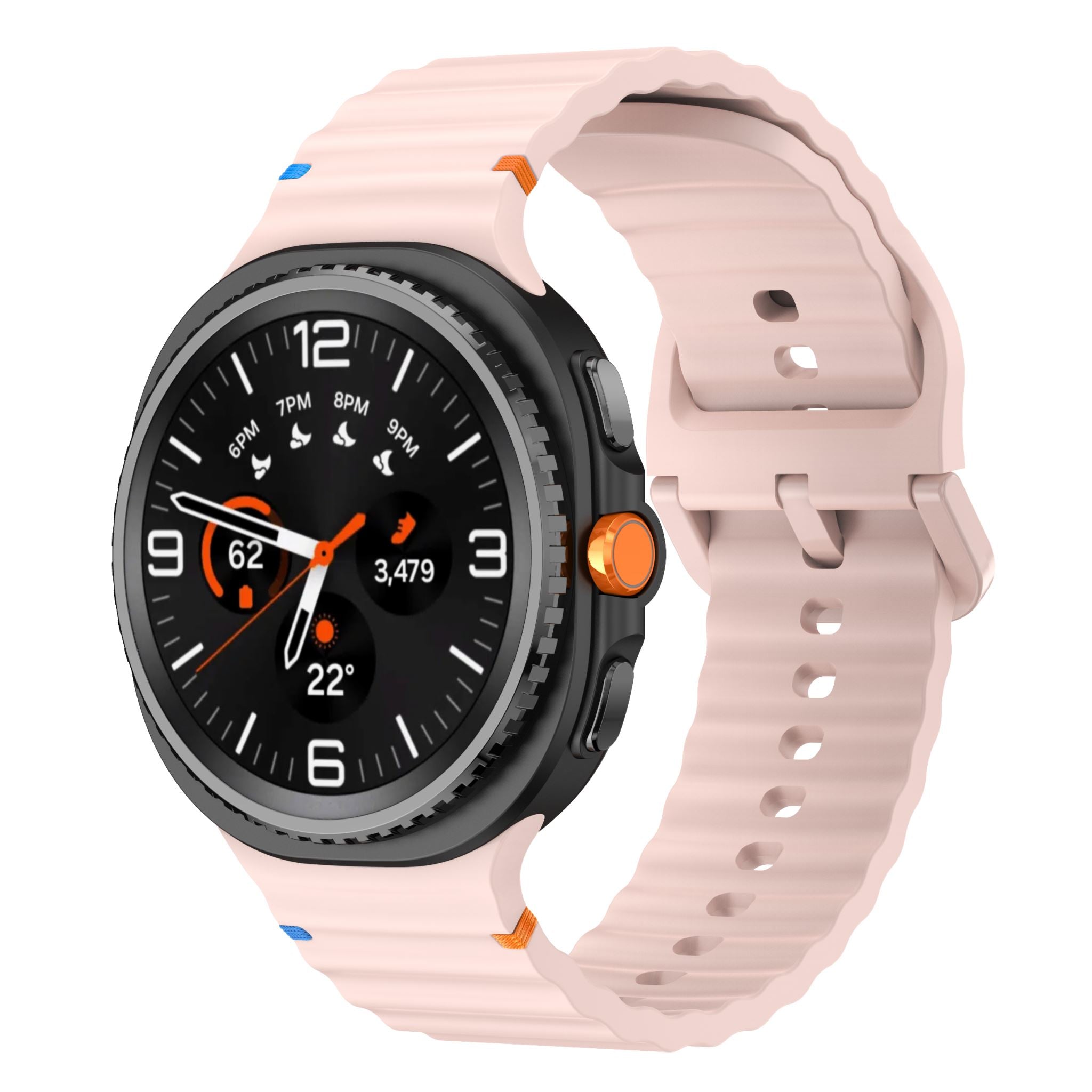 Wave Pattern Stitched Silicone Band for Samsung Galaxy Watch 8 (40 mm / 44 mm) [Pink]