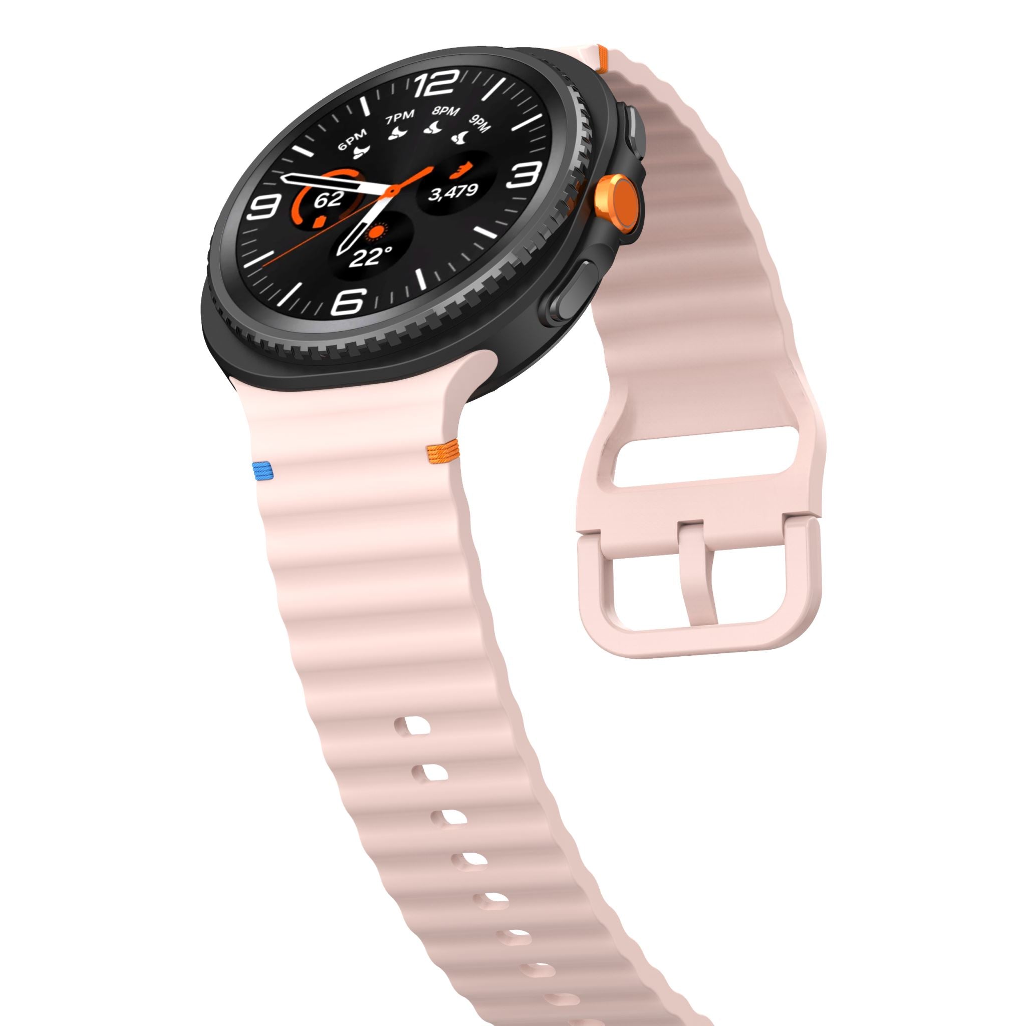 Wave Pattern Stitched Silicone Band for Samsung Galaxy Watch 8 (40 mm / 44 mm) [Pink]