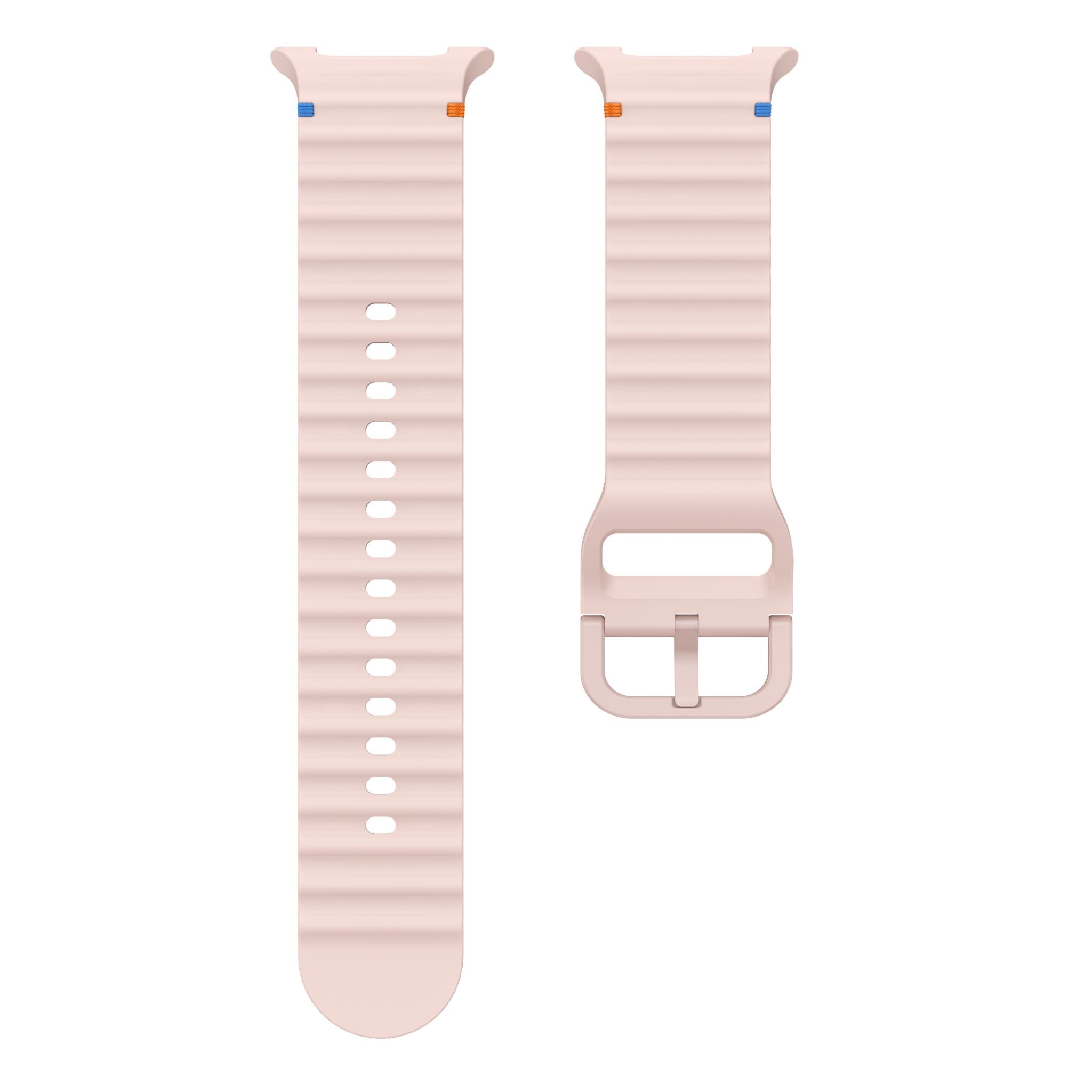 Wave Pattern Stitched Silicone Band for Samsung Galaxy Watch 8 (40 mm / 44 mm) [Pink]