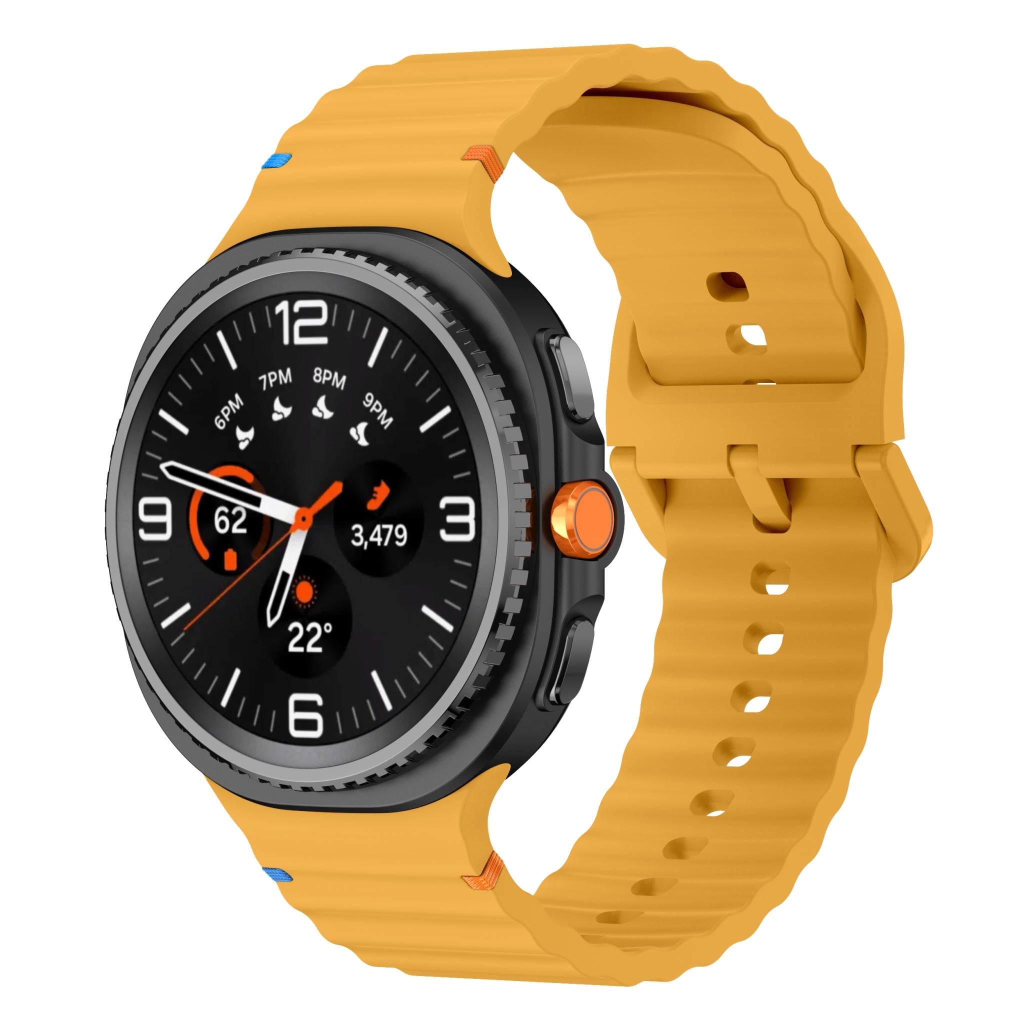 Wave Pattern Stitched Silicone Band for Samsung Galaxy Watch 8 (40 mm / 44 mm) [Yellow]