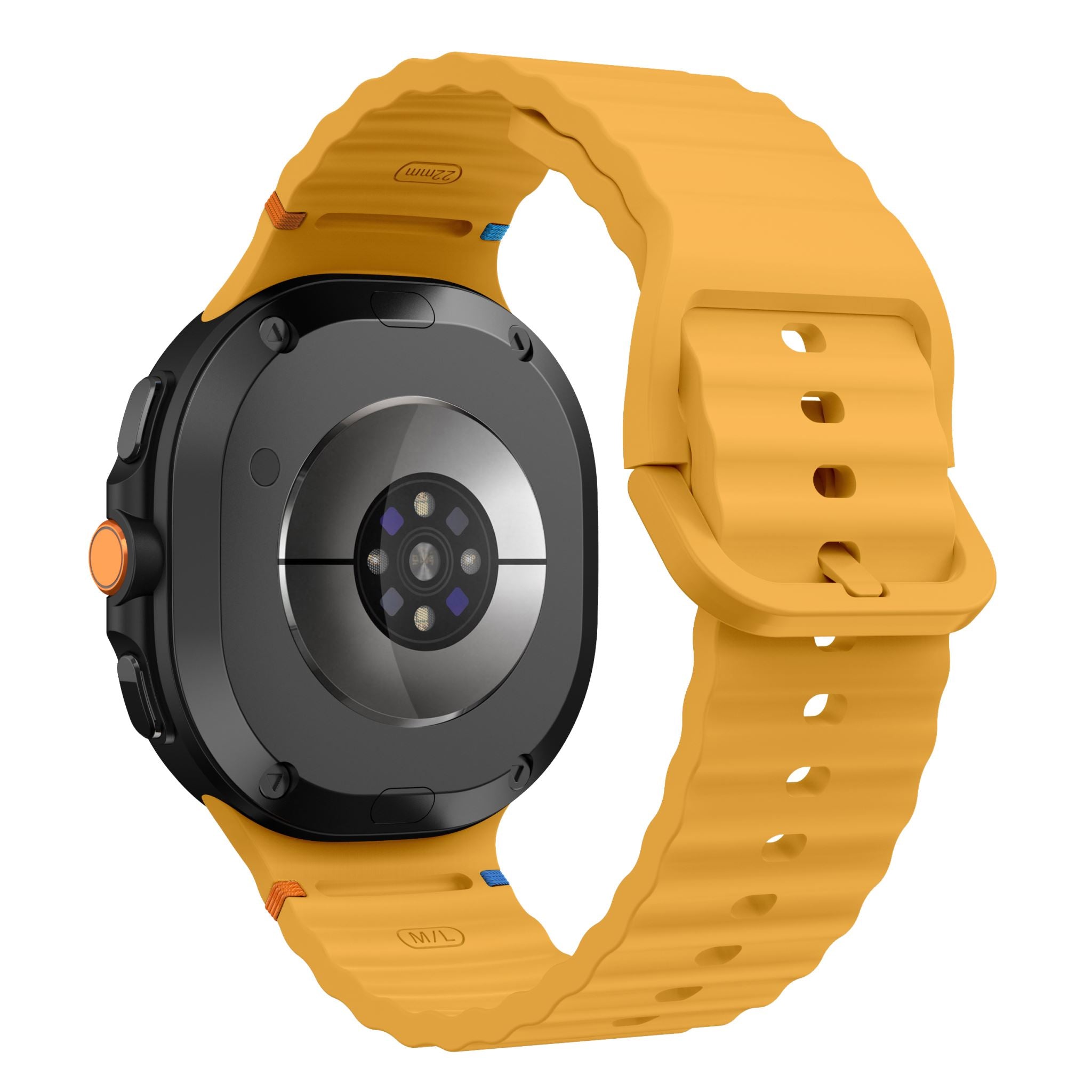 Wave Pattern Stitched Silicone Band for Samsung Galaxy Watch 8 (40 mm / 44 mm) [Yellow]