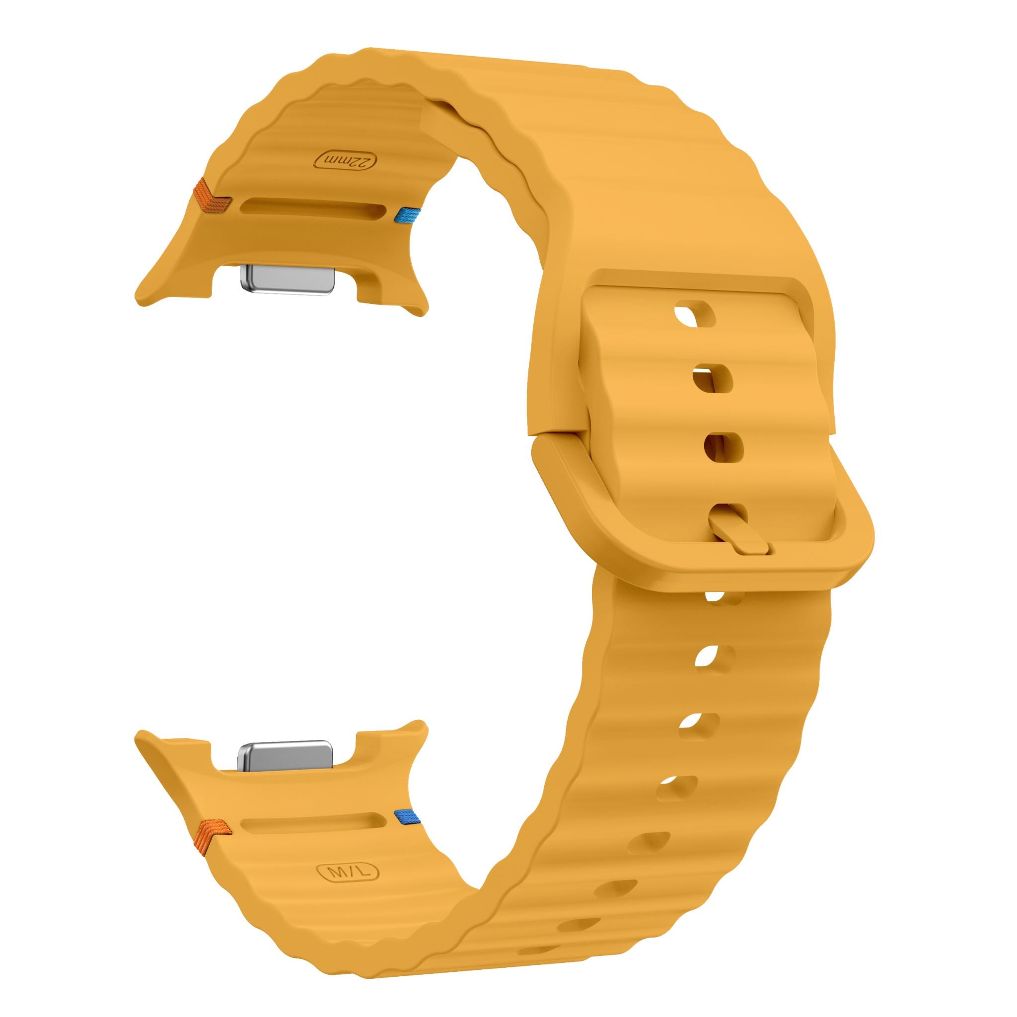 Wave Pattern Stitched Silicone Band for Samsung Galaxy Watch 8 (40 mm / 44 mm) [Yellow]