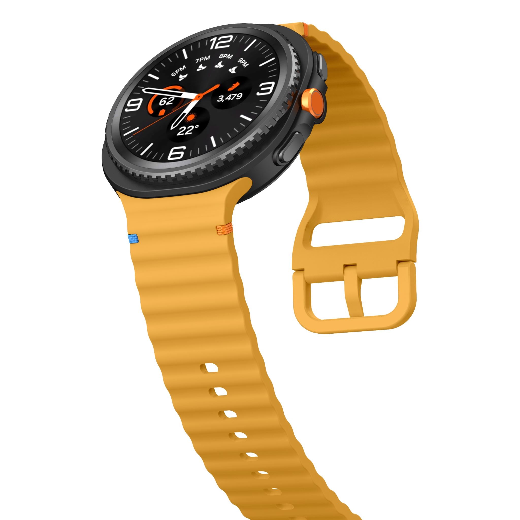 Wave Pattern Stitched Silicone Band for Samsung Galaxy Watch 8 (40 mm / 44 mm) [Yellow]