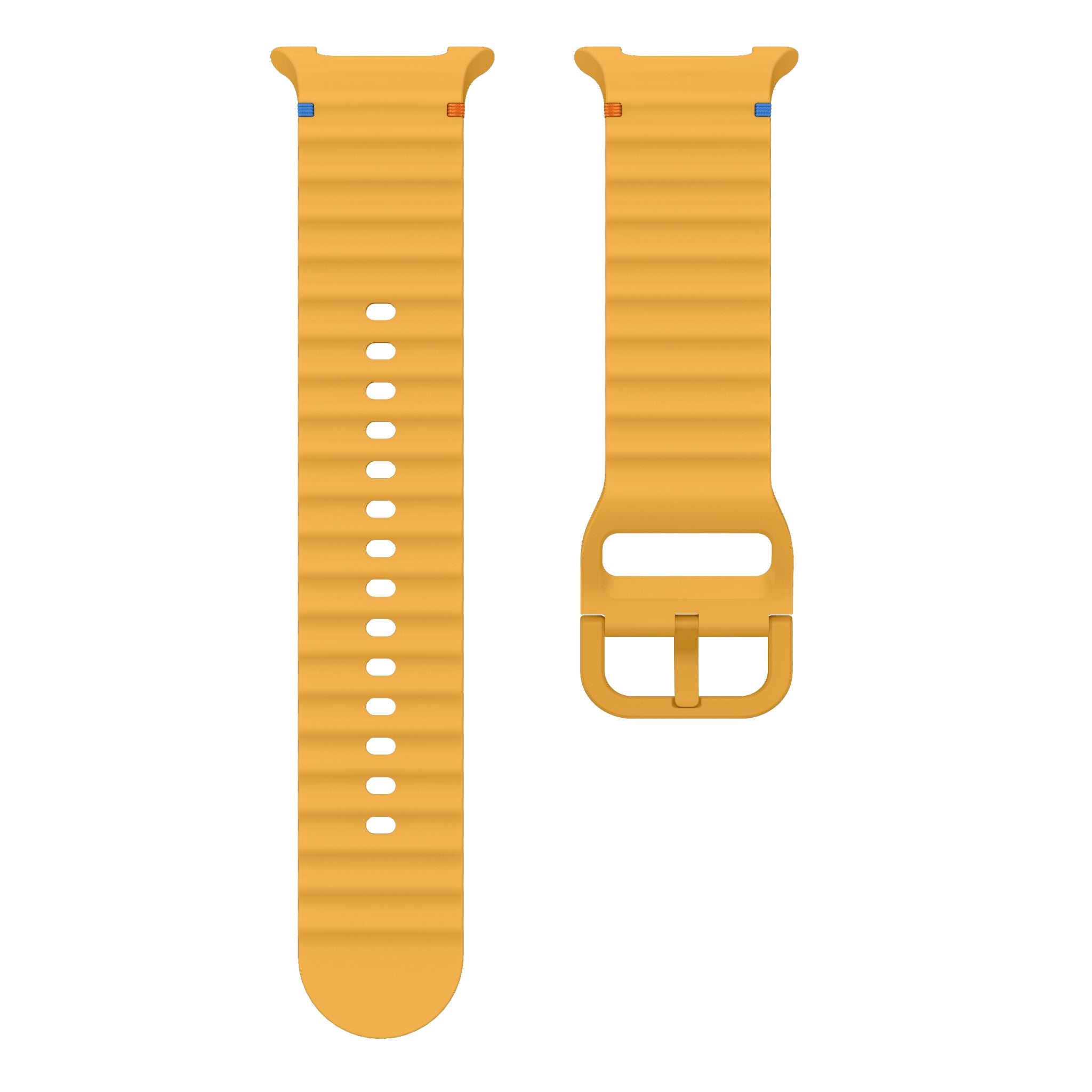 Wave Pattern Stitched Silicone Band for Samsung Galaxy Watch 8 (40 mm / 44 mm) [Yellow]