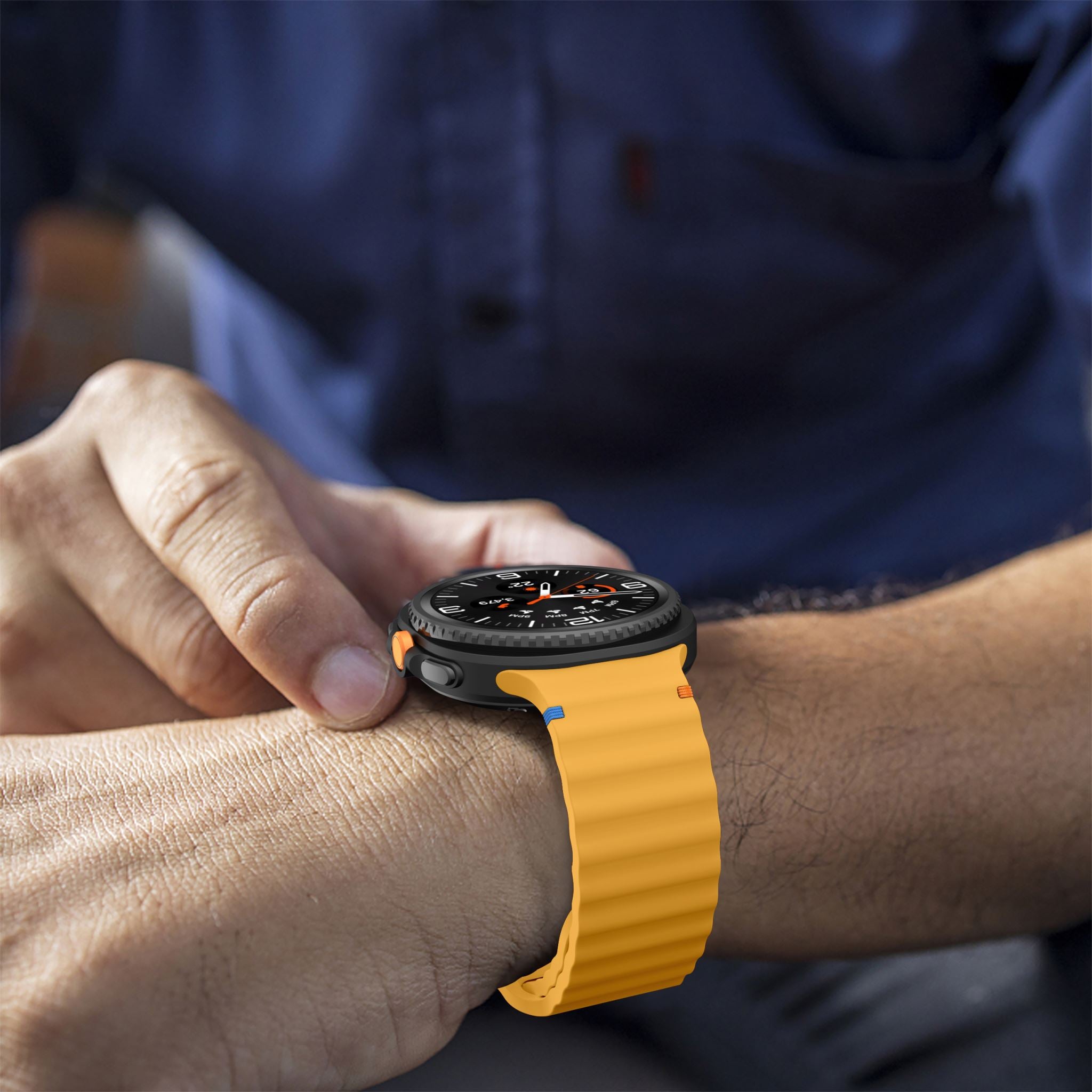 Wave Pattern Stitched Silicone Band for Samsung Galaxy Watch 8 (40 mm / 44 mm) [Yellow]