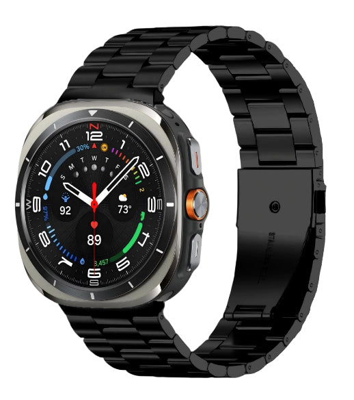 Samsung Galaxy Watch 8 (40mm/44mm) Stainless Steel Link Bracelet with Folding Clasp [Black]
