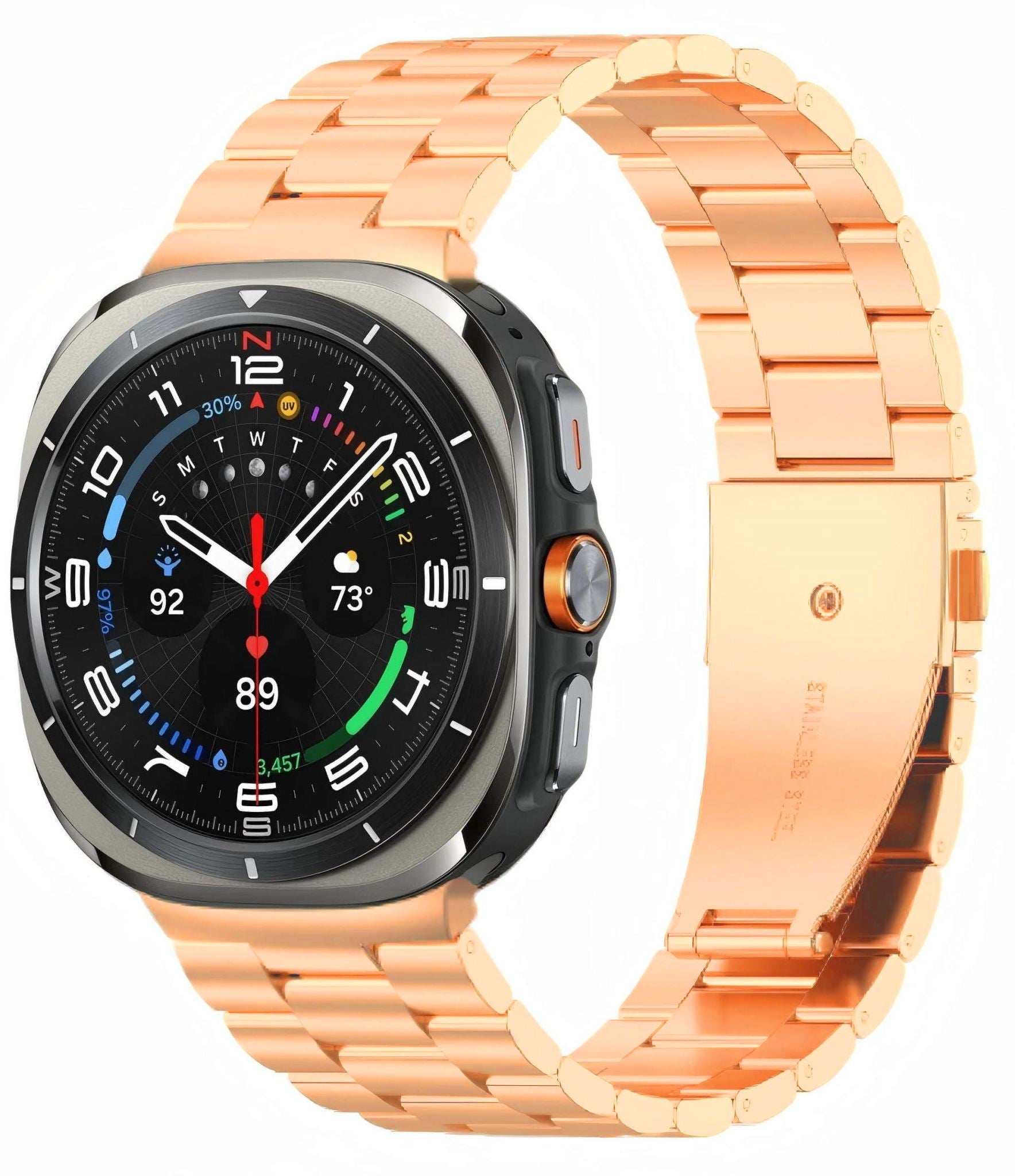 Samsung Galaxy Watch 8 (40mm/44mm) Stainless Steel Link Bracelet with Folding Clasp [RoseGold]