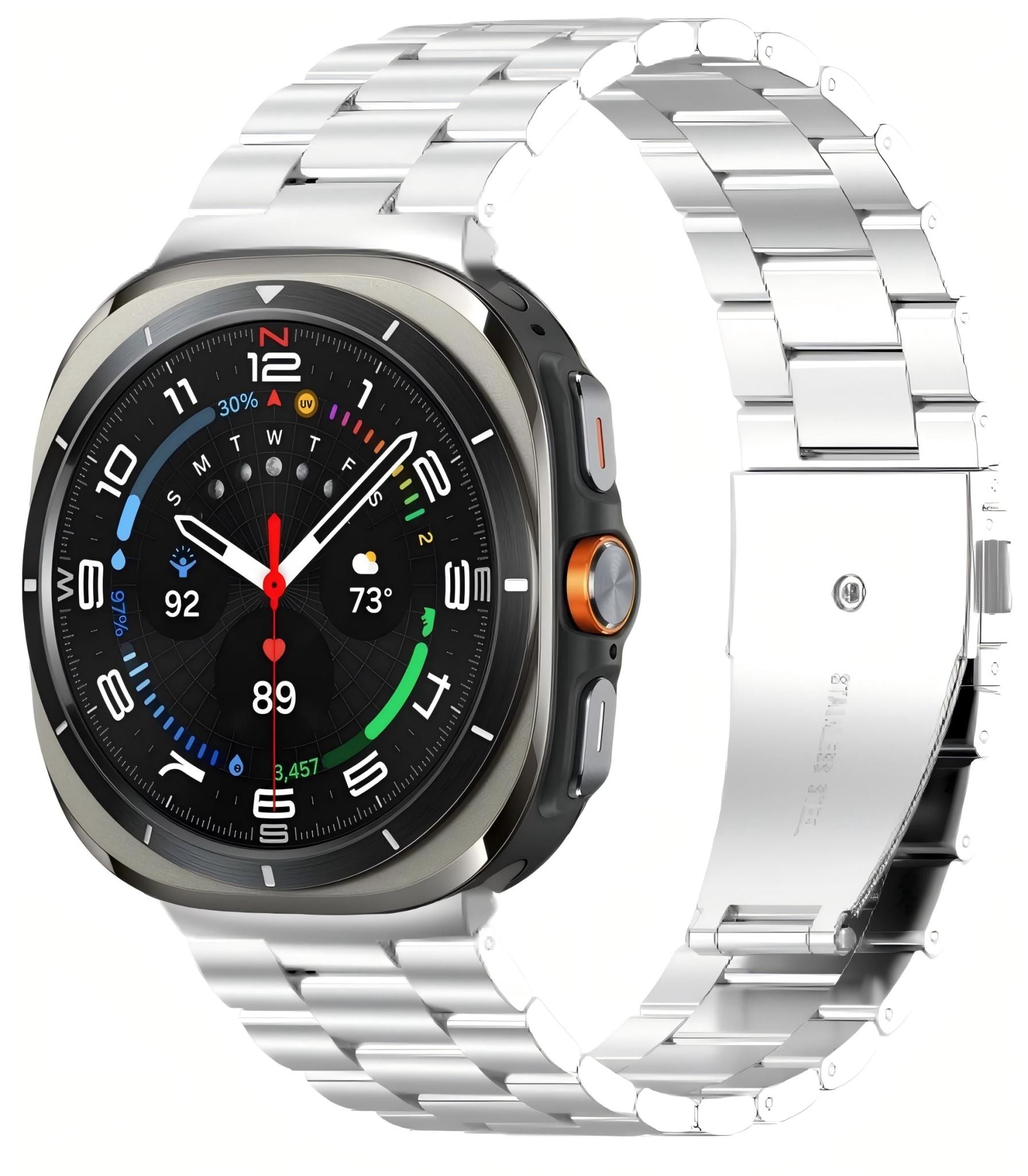Samsung Galaxy Watch 8 (40mm/44mm) Stainless Steel Link Bracelet with Folding Clasp [Silver]