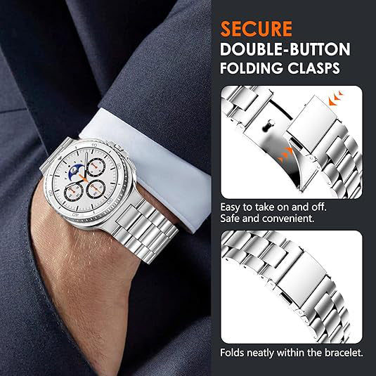 Samsung Galaxy Watch 8 (40mm/44mm) Stainless Steel Link Bracelet with Folding Clasp [RoseGold]