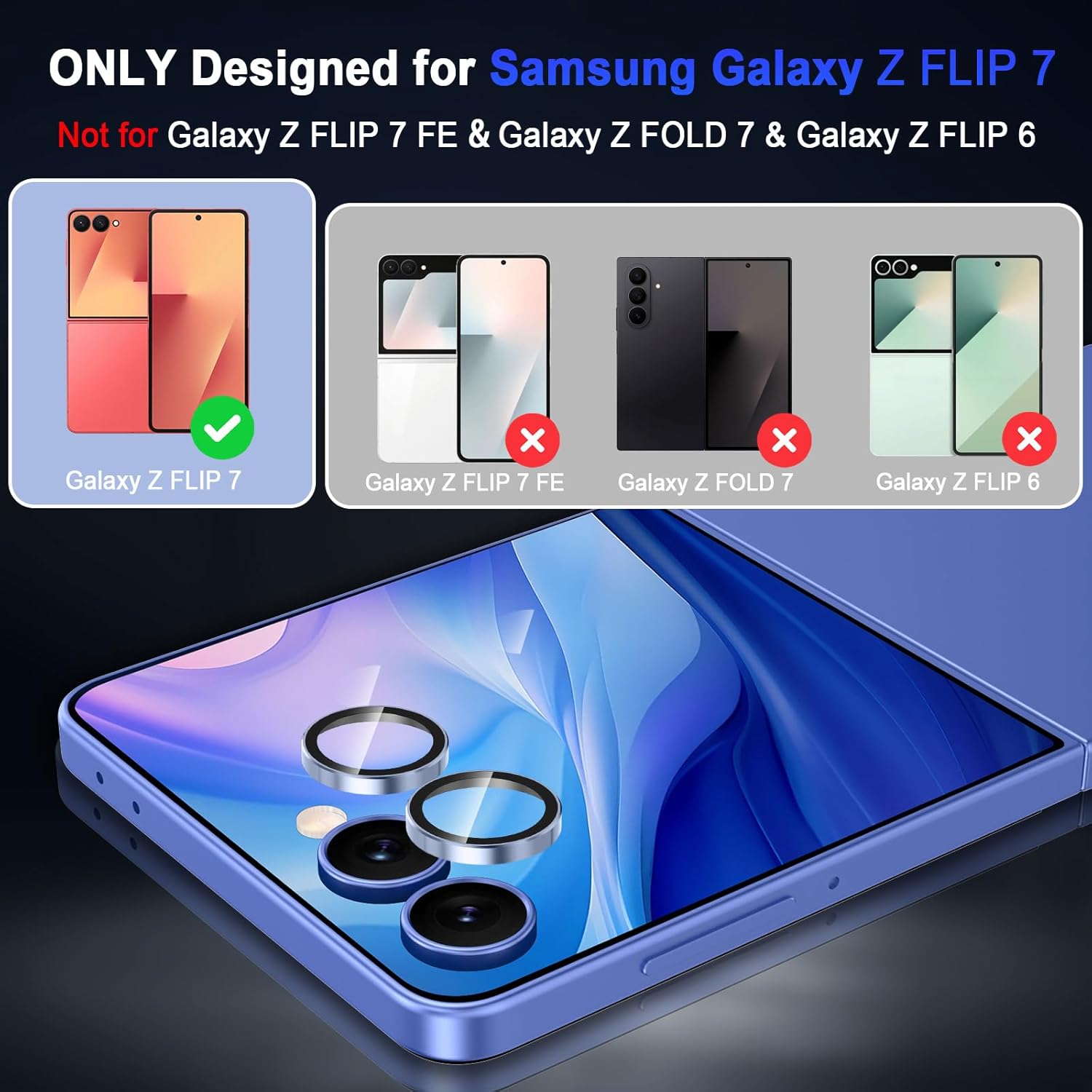Samsung Z Flip 7 Eagle Eye AR+AF Camera Lens Protector with Removal Tool [Purple]