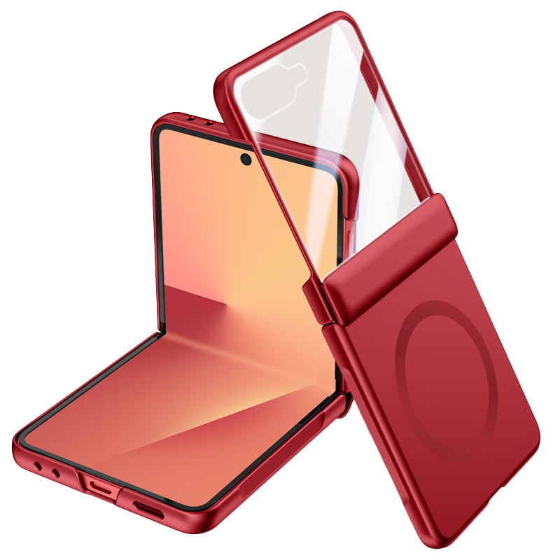 Samsung Galaxy Z Flip 7 Magnetic Skin-Feel Case - Hinge Shield [Crimson Red]