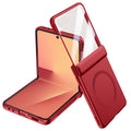 Samsung Galaxy Z Flip 7 Magnetic Skin-Feel Case - Hinge Shield [Crimson Red] - Crimson Red