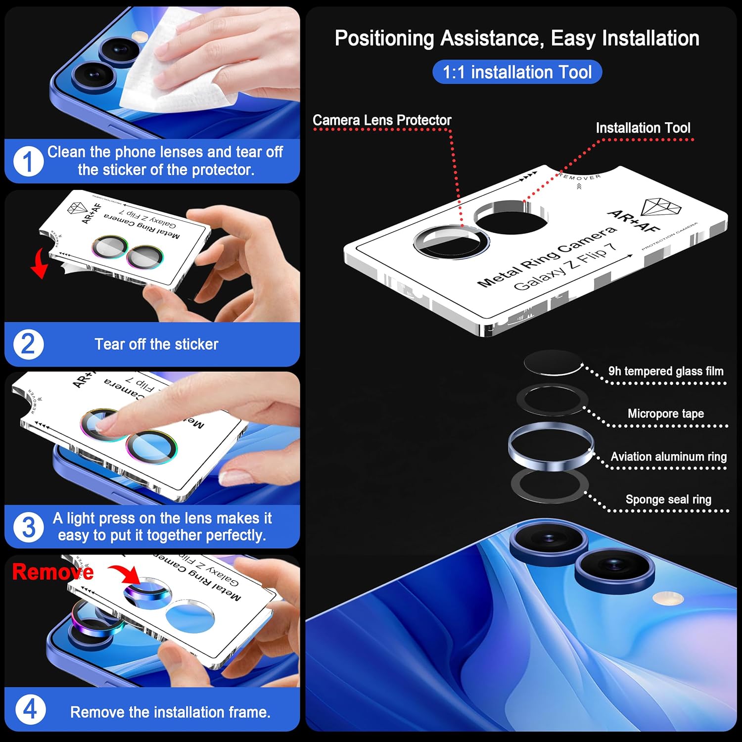 Samsung Z Flip 8 Eagle Eye AR+AF Camera Lens Protector with Removal Tool [Pink]