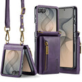 Samsung Galaxy Z Flip 8 DG.MING Crossbody Wallet Case [Purple] - Purple
