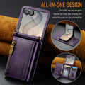 Samsung Galaxy Z Flip 8 DG.MING Crossbody Wallet Case [Purple] - Purple