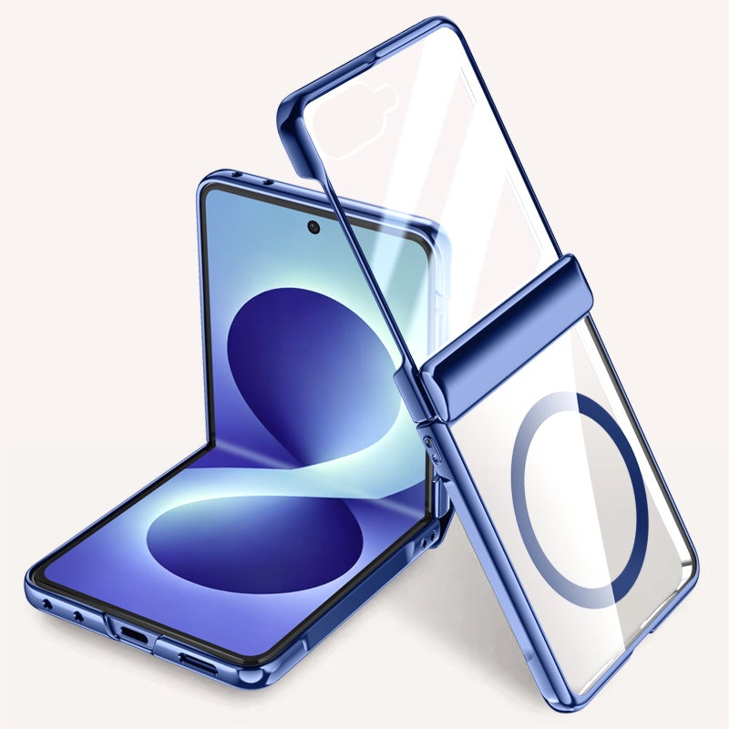 Samsung Galaxy Z flip 8 Clear MagSafe Hinge Case with Built-in Tempered Glass [Blue]