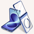 Samsung Galaxy Z flip 8 Clear MagSafe Hinge Case with Built-in Tempered Glass [Blue] - Blue