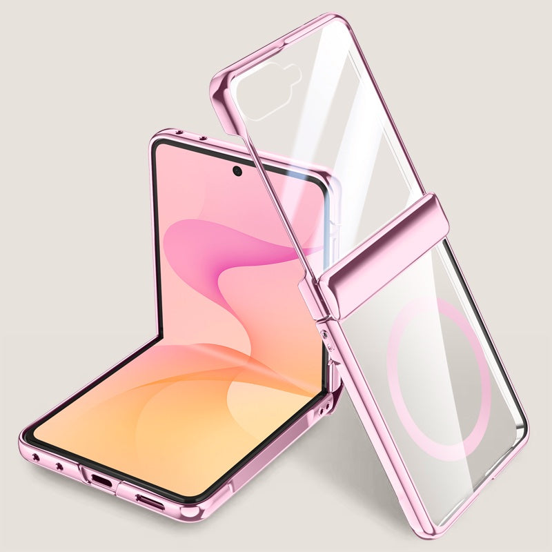 Samsung Galaxy Z flip 8 Clear MagSafe Hinge Case with Built-in Tempered Glass [Black]