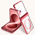 Samsung Galaxy Z flip 8 Clear MagSafe Hinge Case with Built-in Tempered Glass [Red] - Red