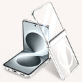 Samsung Galaxy Z flip 8 Clear MagSafe Hinge Case with Built-in Tempered Glass [Silver] - Silver