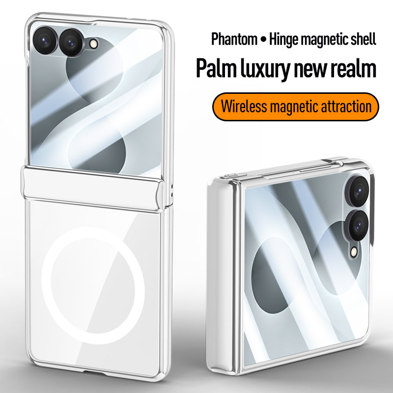 Samsung Galaxy Z flip 8 Clear MagSafe Hinge Case with Built-in Tempered Glass [Black]