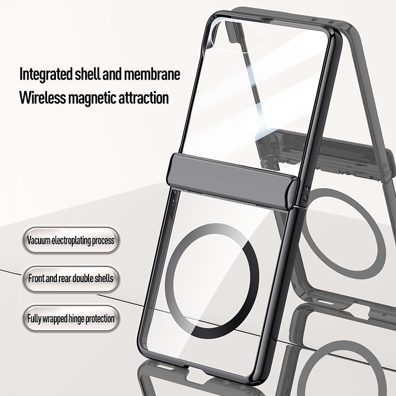Samsung Galaxy Z flip 8 Clear MagSafe Hinge Case with Built-in Tempered Glass [Black]