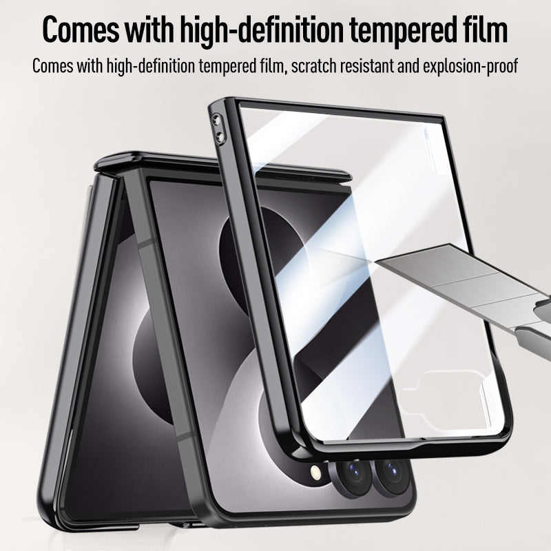 Samsung Galaxy Z flip 8 Clear MagSafe Hinge Case with Built-in Tempered Glass [Black]