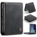 Stylish Samsung Galaxy Z Flip 8 Retro Leather Cover [Black] - Black