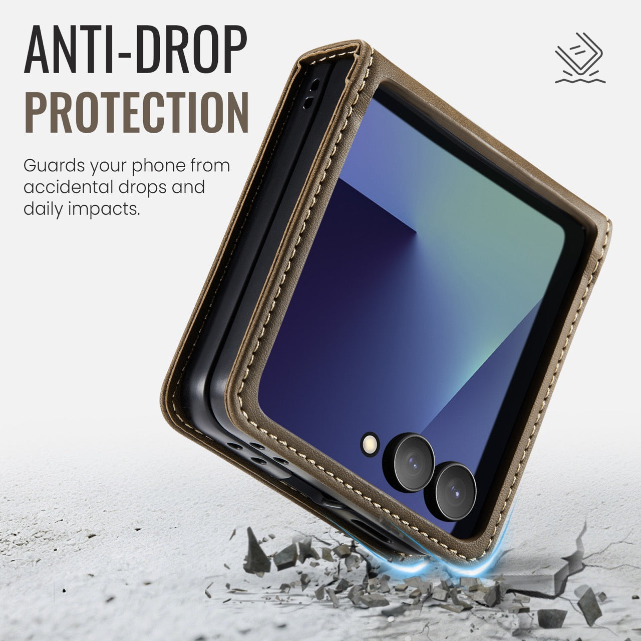 Stylish Samsung Galaxy Z Flip 8 Retro Leather Cover [Coffee]