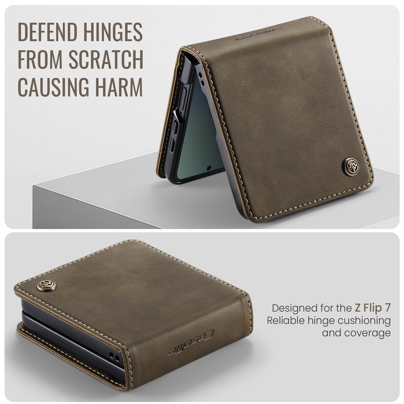 Stylish Samsung Galaxy Z Flip 8 Retro Leather Cover [Coffee]