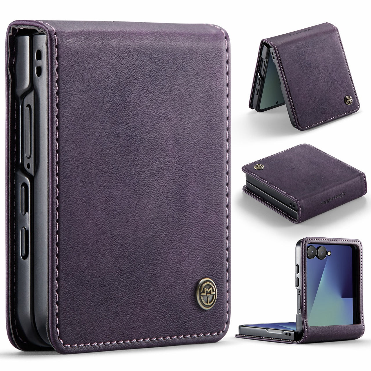 Stylish Samsung Galaxy Z Flip 8 Retro Leather Cover [Purple]