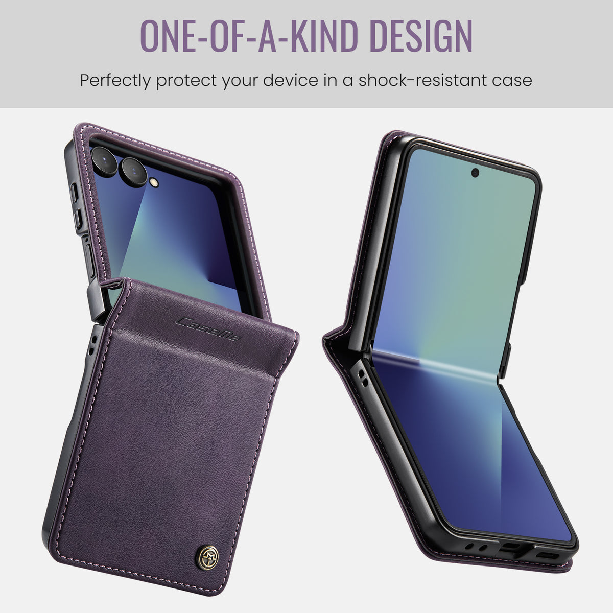 Stylish Samsung Galaxy Z Flip 8 Retro Leather Cover [Purple]