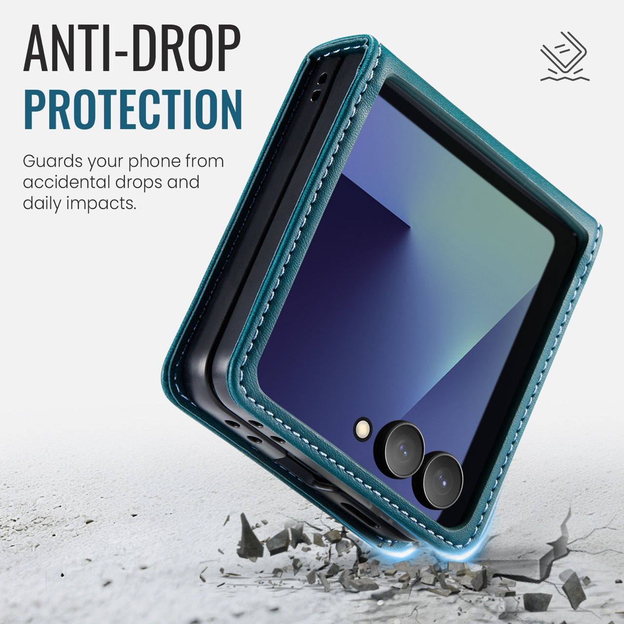 Stylish Samsung Galaxy Z Flip 8 Retro Leather Cover [Teal]