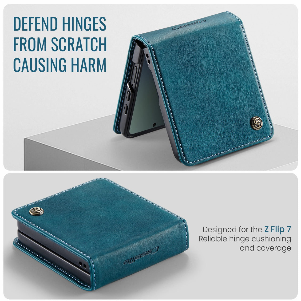 Stylish Samsung Galaxy Z Flip 8 Retro Leather Cover [Teal]