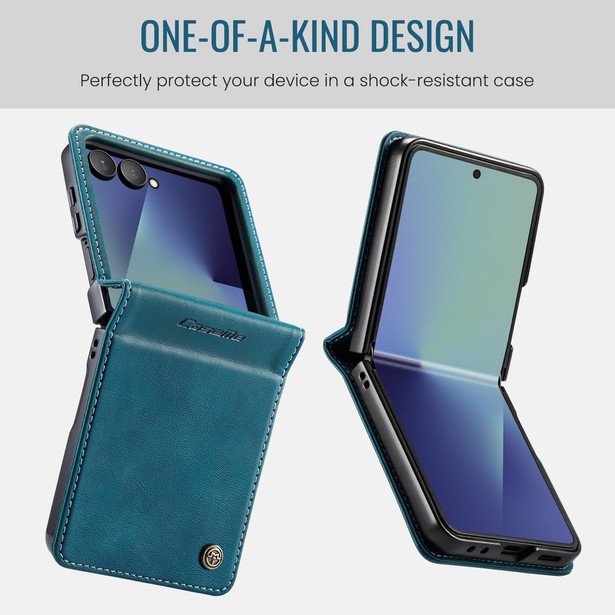 Stylish Samsung Galaxy Z Flip 8 Retro Leather Cover [Teal]