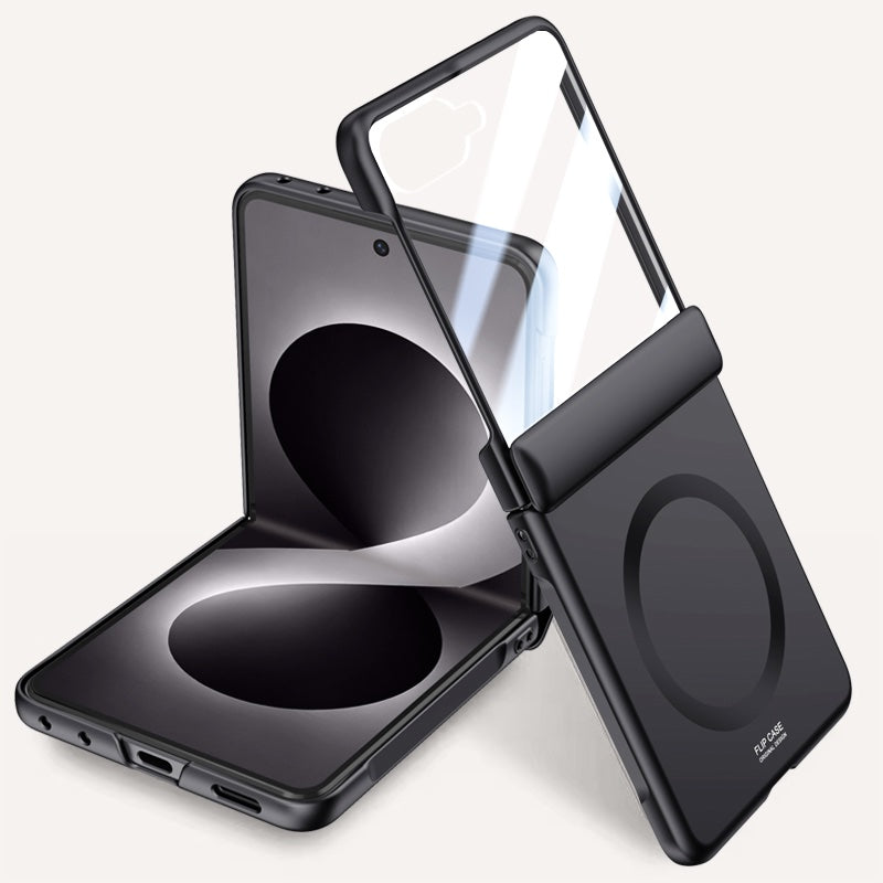 Samsung Galaxy Z Flip 8 Magnetic Skin-Feel Case - Hinge Shield with Built-in Glass [Black]