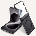 Samsung Galaxy Z Flip 8 Magnetic Skin-Feel Case - Hinge Shield with Built-in Glass [Black] - Black