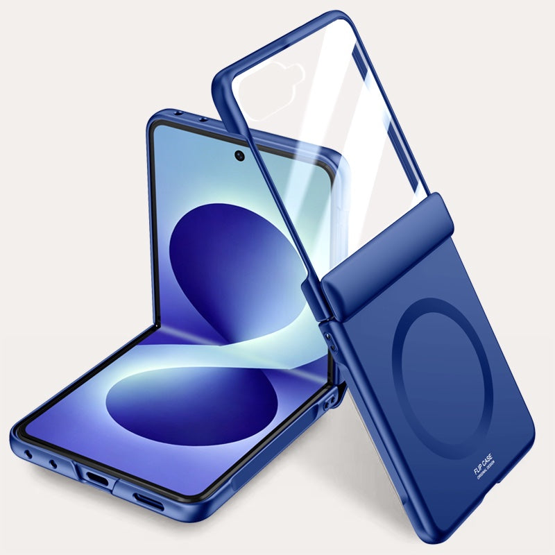 Samsung Galaxy Z Flip 8 Magnetic Skin-Feel Case - Hinge Shield with Built-in Glass [Navy]