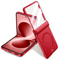 Samsung Galaxy Z Flip 8 Magnetic Skin-Feel Case - Hinge Shield with Built-in Glass [Red] - Red
