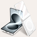 Samsung Galaxy Z Flip 8 Magnetic Skin-Feel Case - Hinge Shield with Built-in Glass [Silver] - Silver
