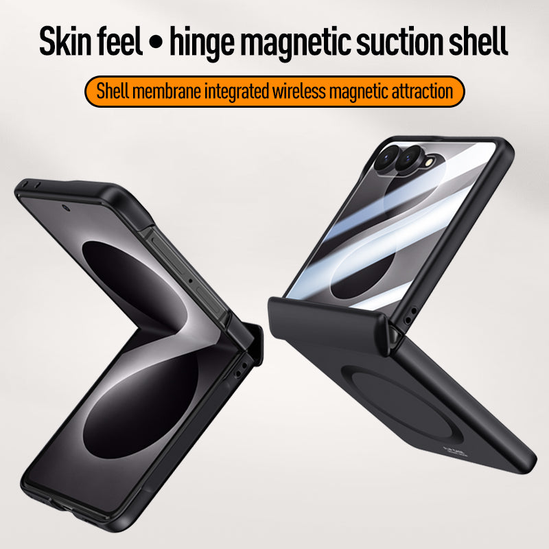 Samsung Galaxy Z Flip 8 Magnetic Skin-Feel Case - Hinge Shield with Built-in Glass [Black]