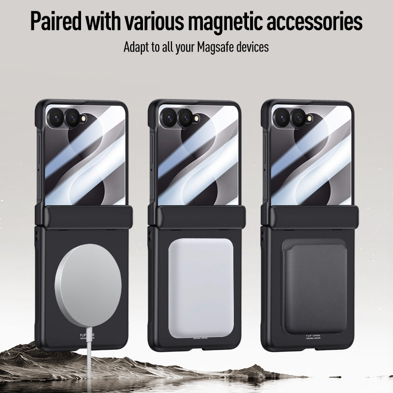 Samsung Galaxy Z Flip 8 Magnetic Skin-Feel Case - Hinge Shield with Built-in Glass [Black]